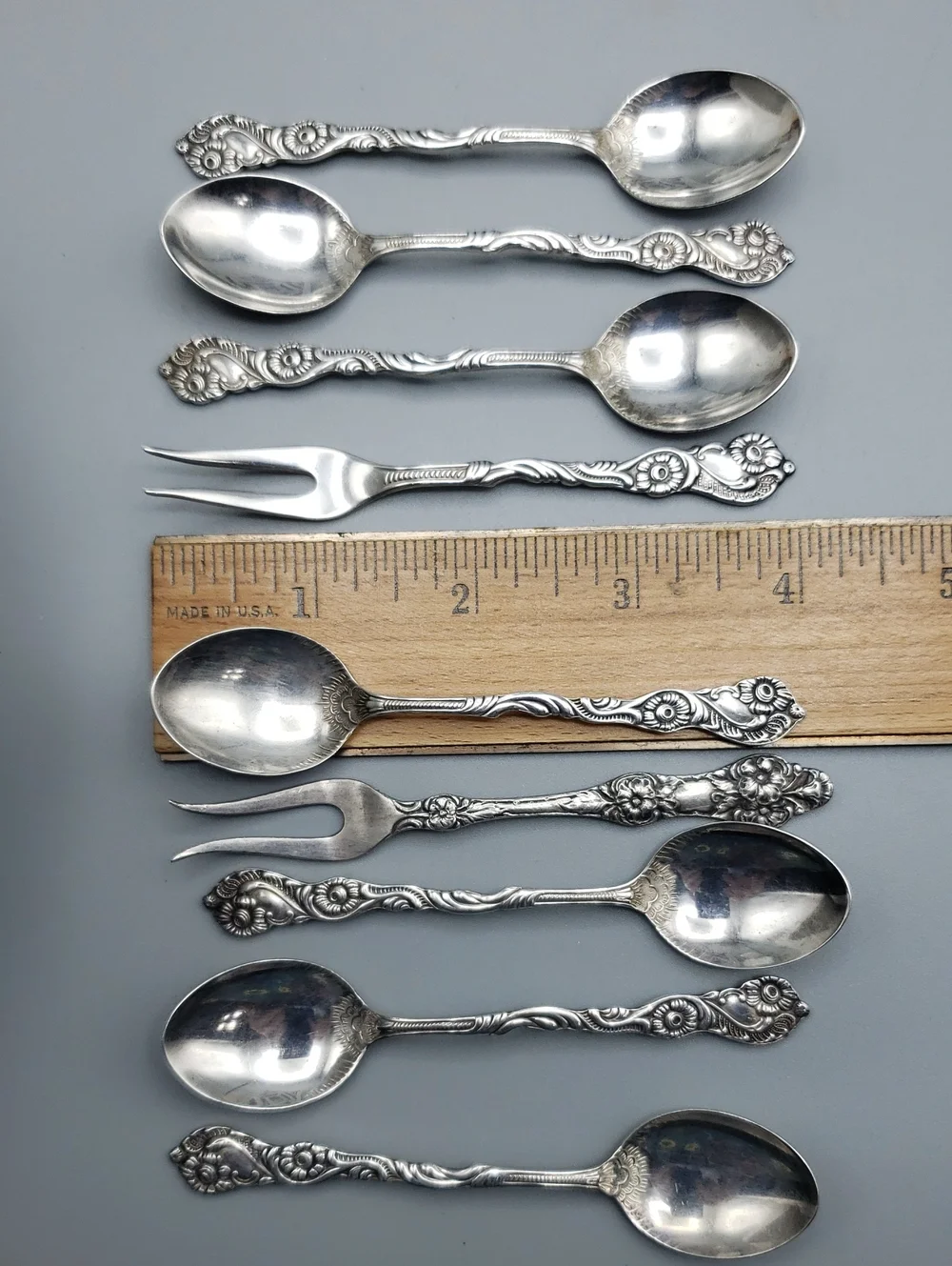 Nils-Johan Vintage Silverplate Demitasse Flatware - Floral Scroll Design 9 Piece